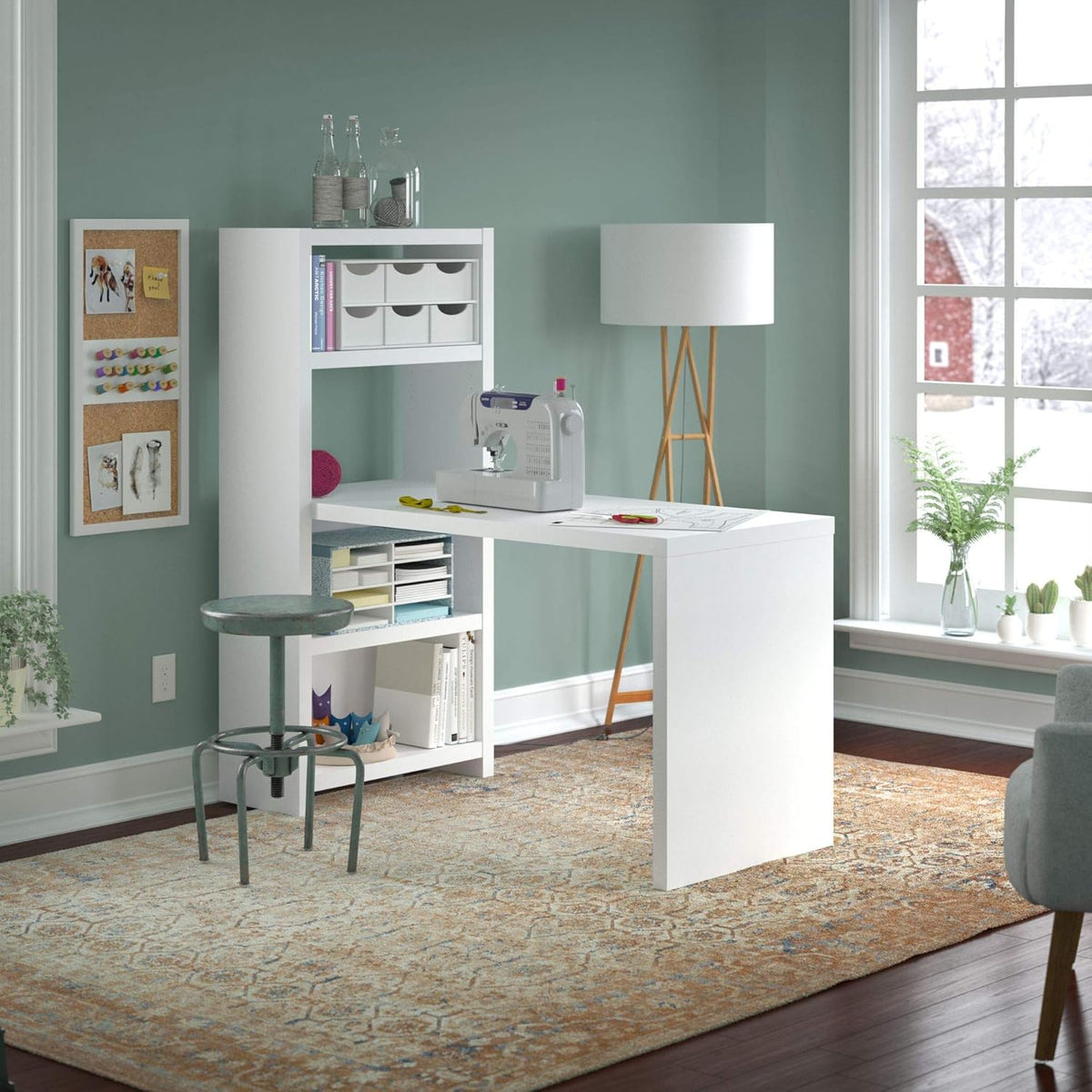 Pure White Bookcase Desk S184602