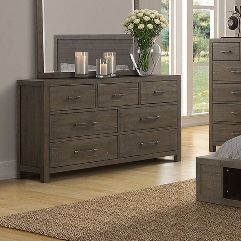 Brown Seven Drawer Wood Dresser D754