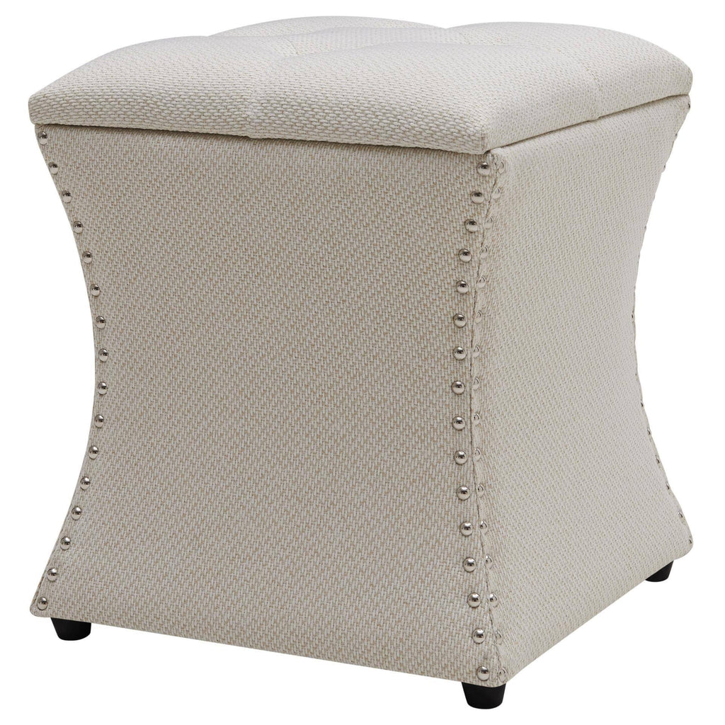 Cream Tufted Storage Ottoman V77203