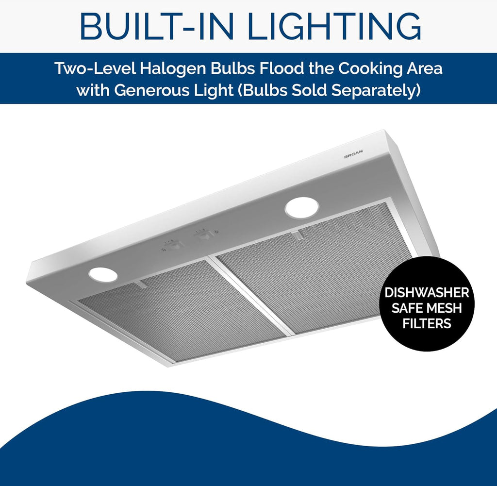 White 36-inch Under Cabinet Range Hood with Light R371226