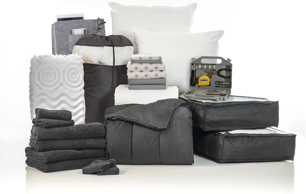 Twin XL Blue and Navy Bedding Bath Set with Trunk K554784