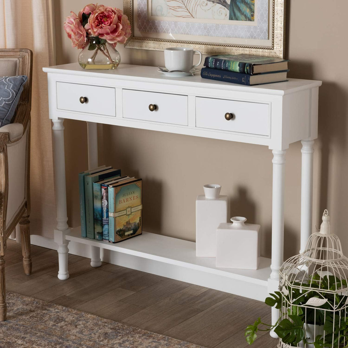 White 3-Drawer Wood Console Table M90247