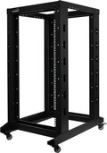 22U 4-Post Open Frame Server Network Rack with Casters Black E483