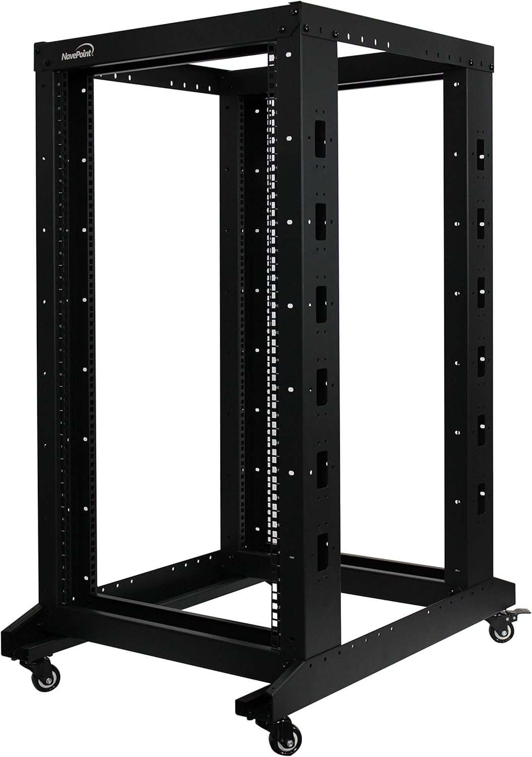 22U 4-Post Open Frame Server Network Rack with Casters Black E483