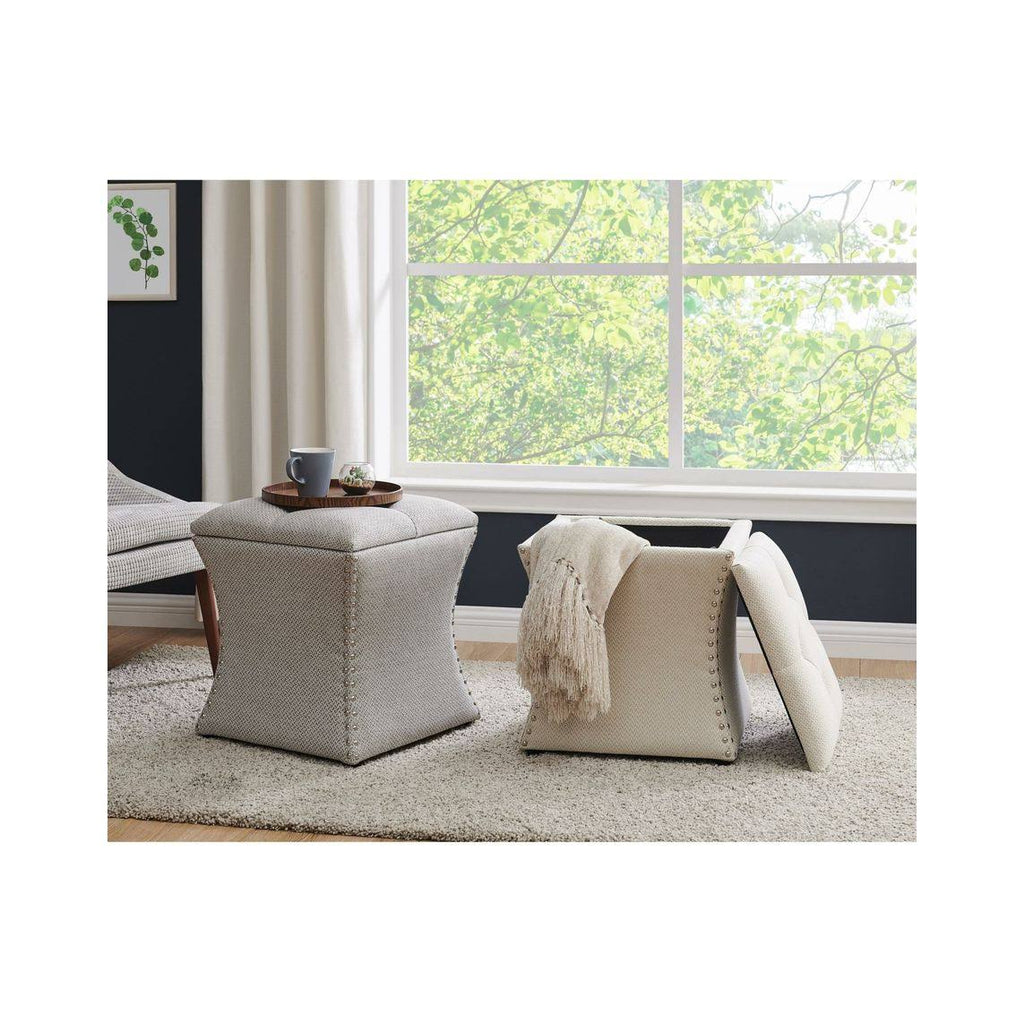 Cream Tufted Storage Ottoman V77203