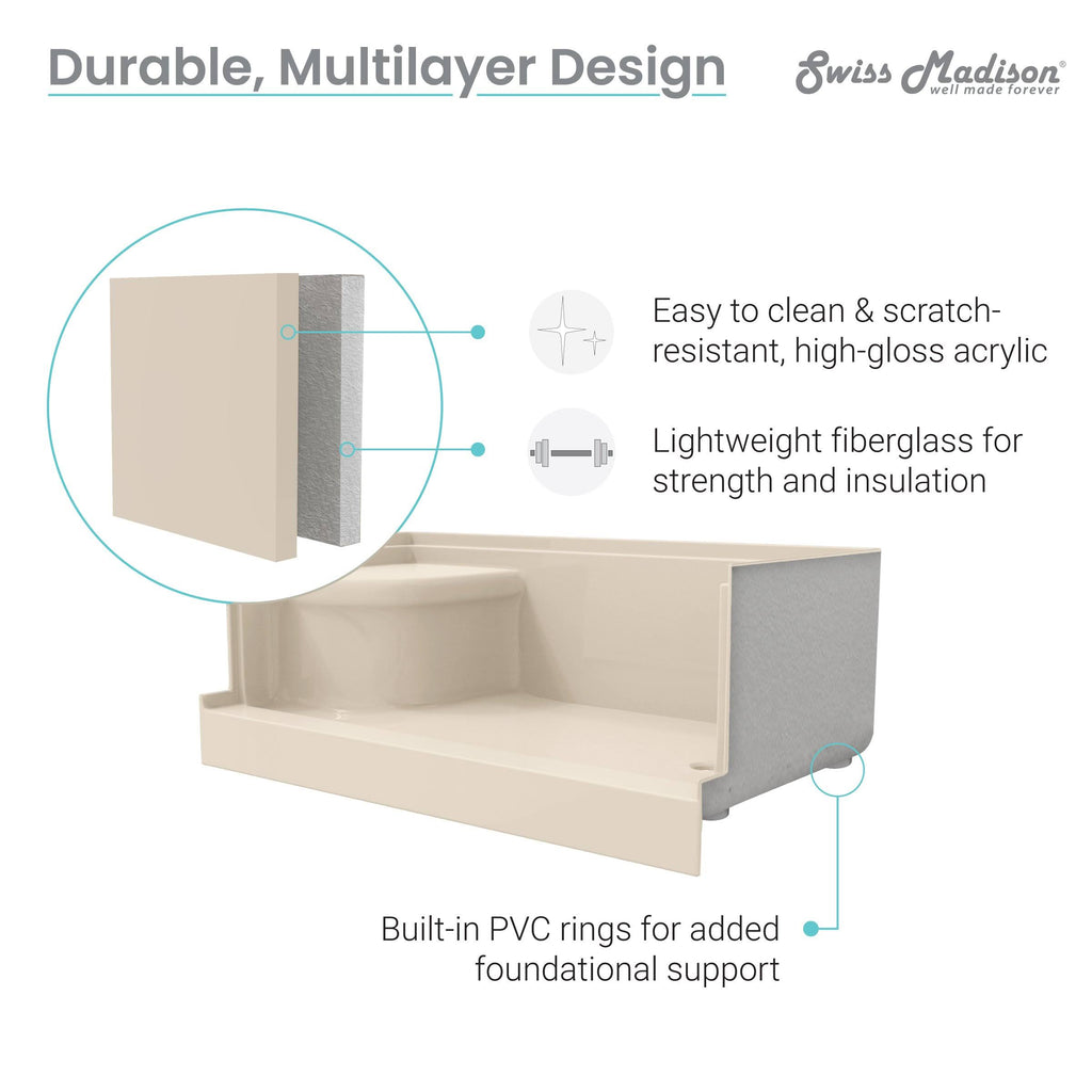 Biscuit Single Threshold Shower Base X7825
