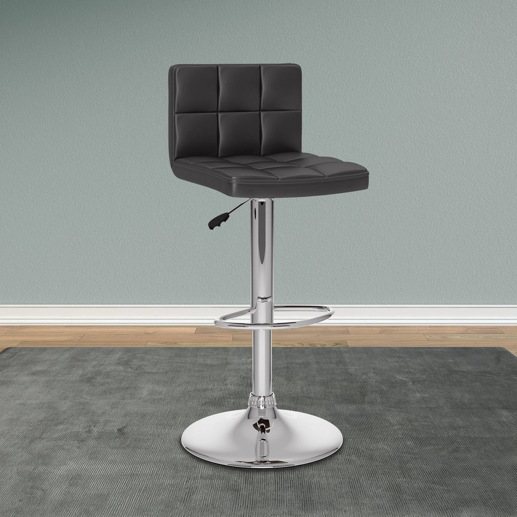 White Adjustable Leatherette Bar Stool Set of 2 Q397