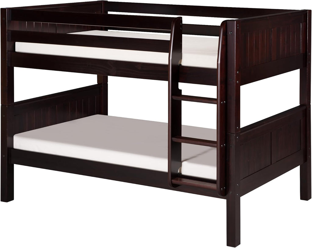 Solid Wood Twin-Over-Twin Low Bunk Bed with Side Attached Ladder V816402
