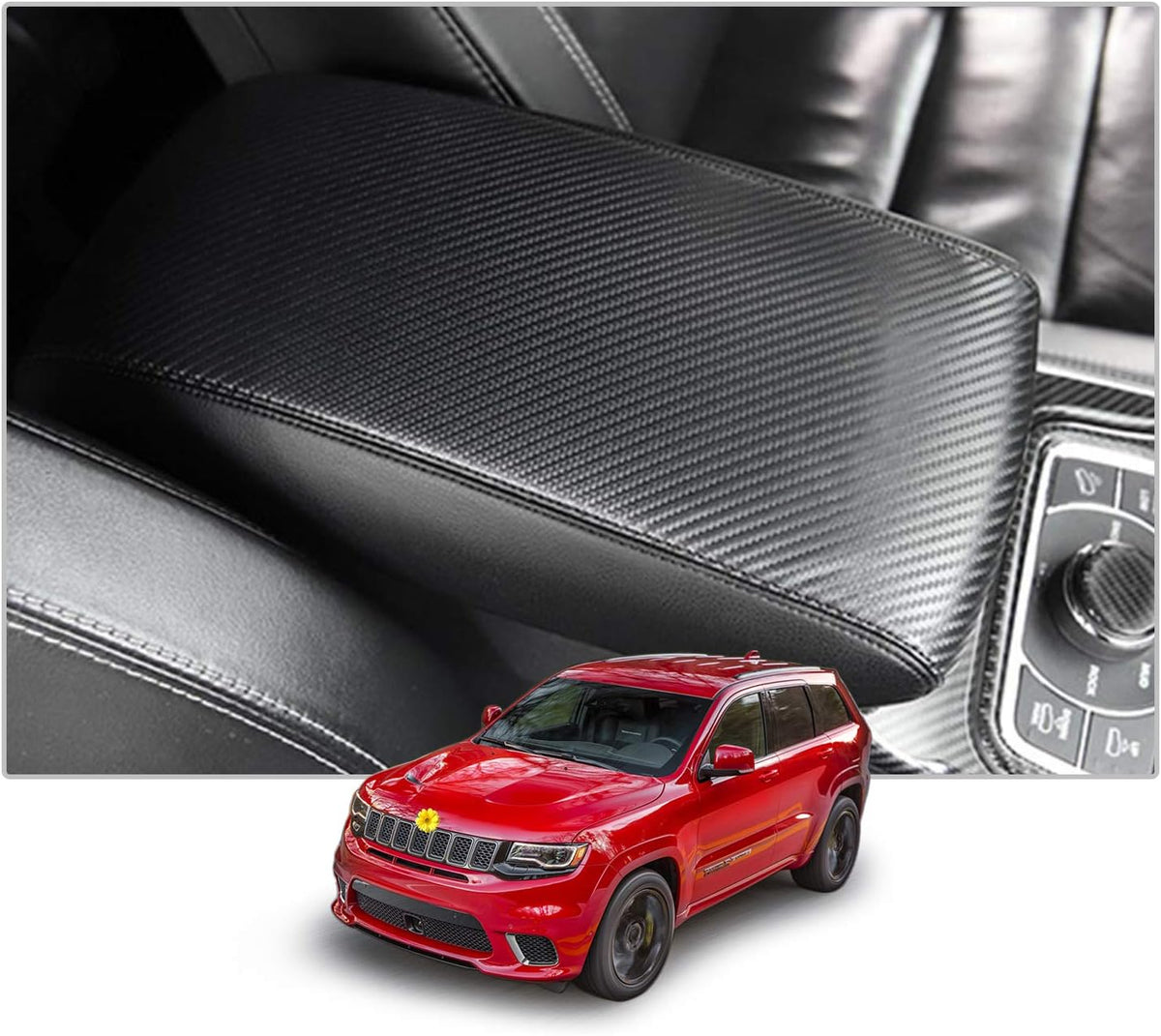 Center Console Cover Armrest Cover Console Lid Pads Carbon Fiber J623273