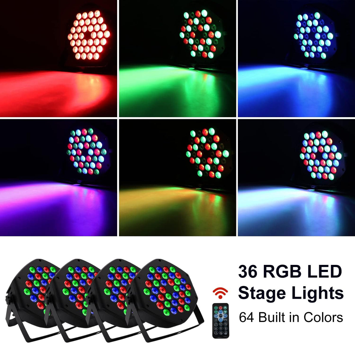 4 Pack 36 RGB LED Stage Par Lights I118282