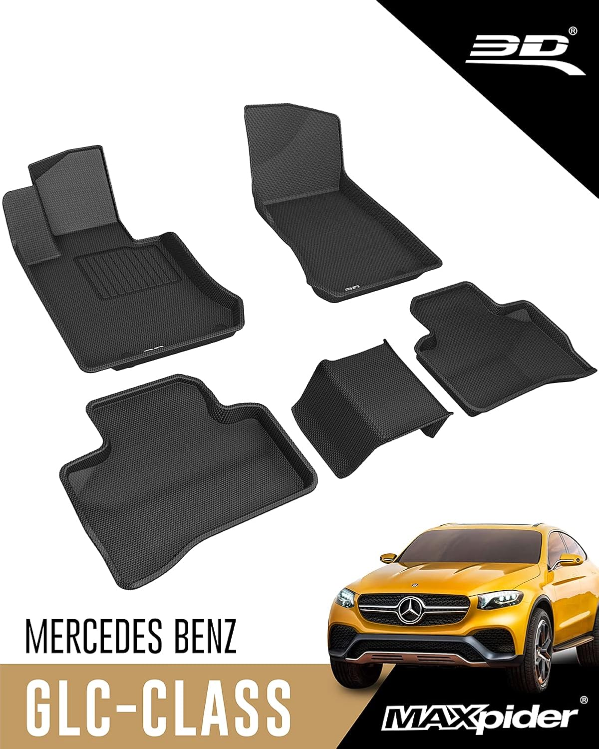 All-Weather Floor Mats Car Floor Liners 1st & 2nd Row Black E4907