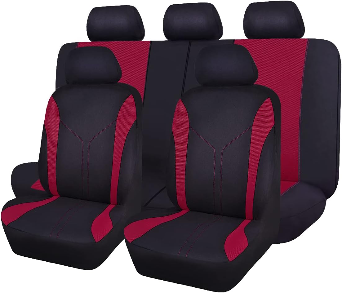 Black Pink Polyester Car Seat Covers V112909