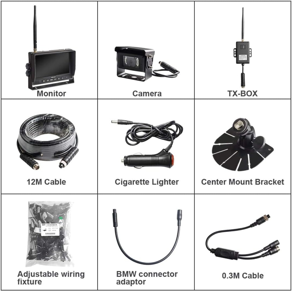 Wireless Backup Camera System Kit 7'' 720P HD Monitor Built in DVR S873639