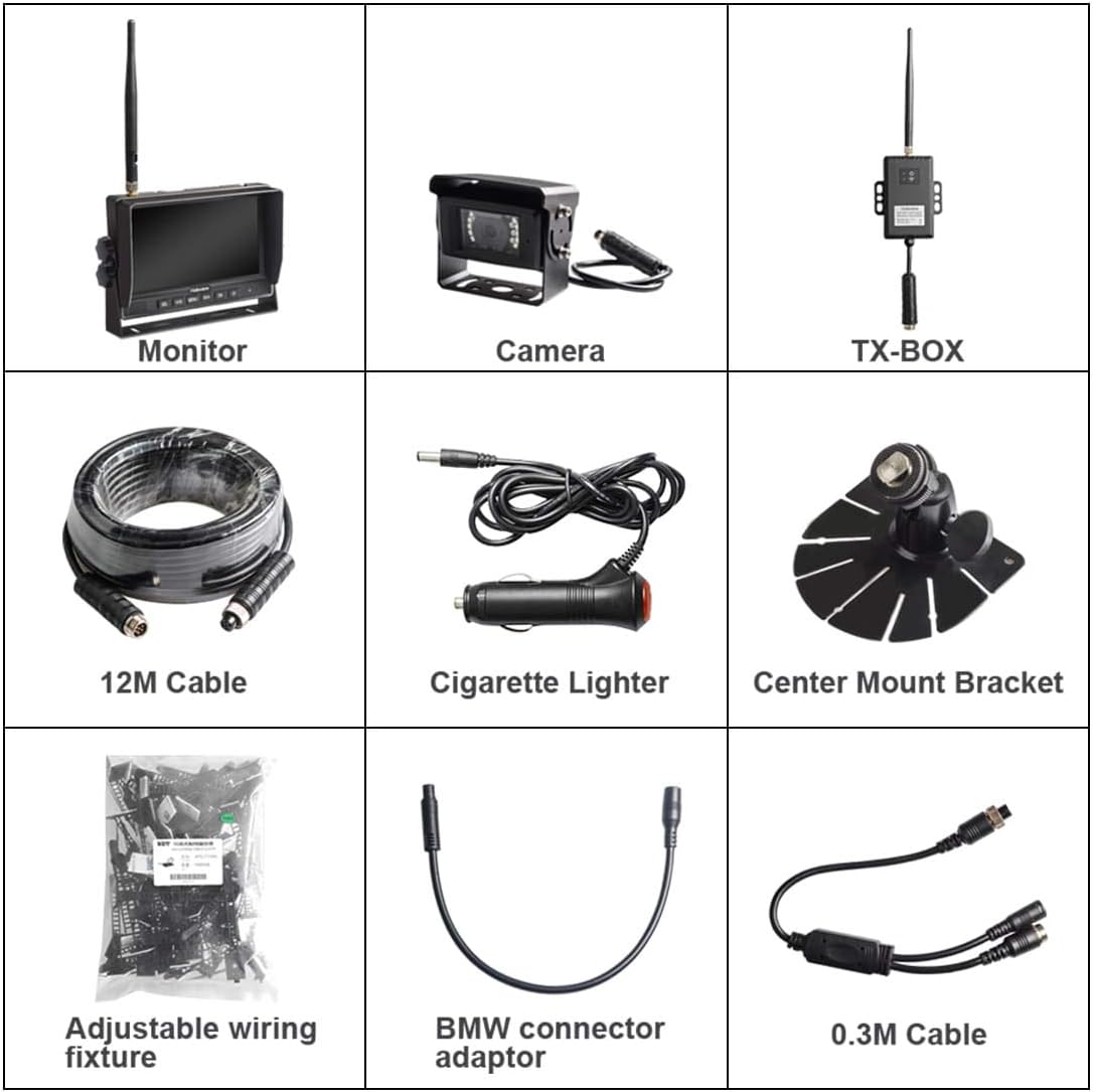 Wireless Backup Camera System Kit 7'' 720P HD Monitor Built in DVR S873639