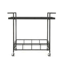 Clear and Black Contemporary Bar Cart with Wheels T27448