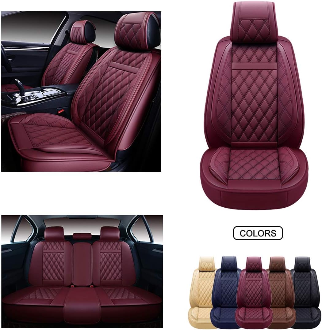 Brown Faux Leatherette Car Seat Covers Set T4590