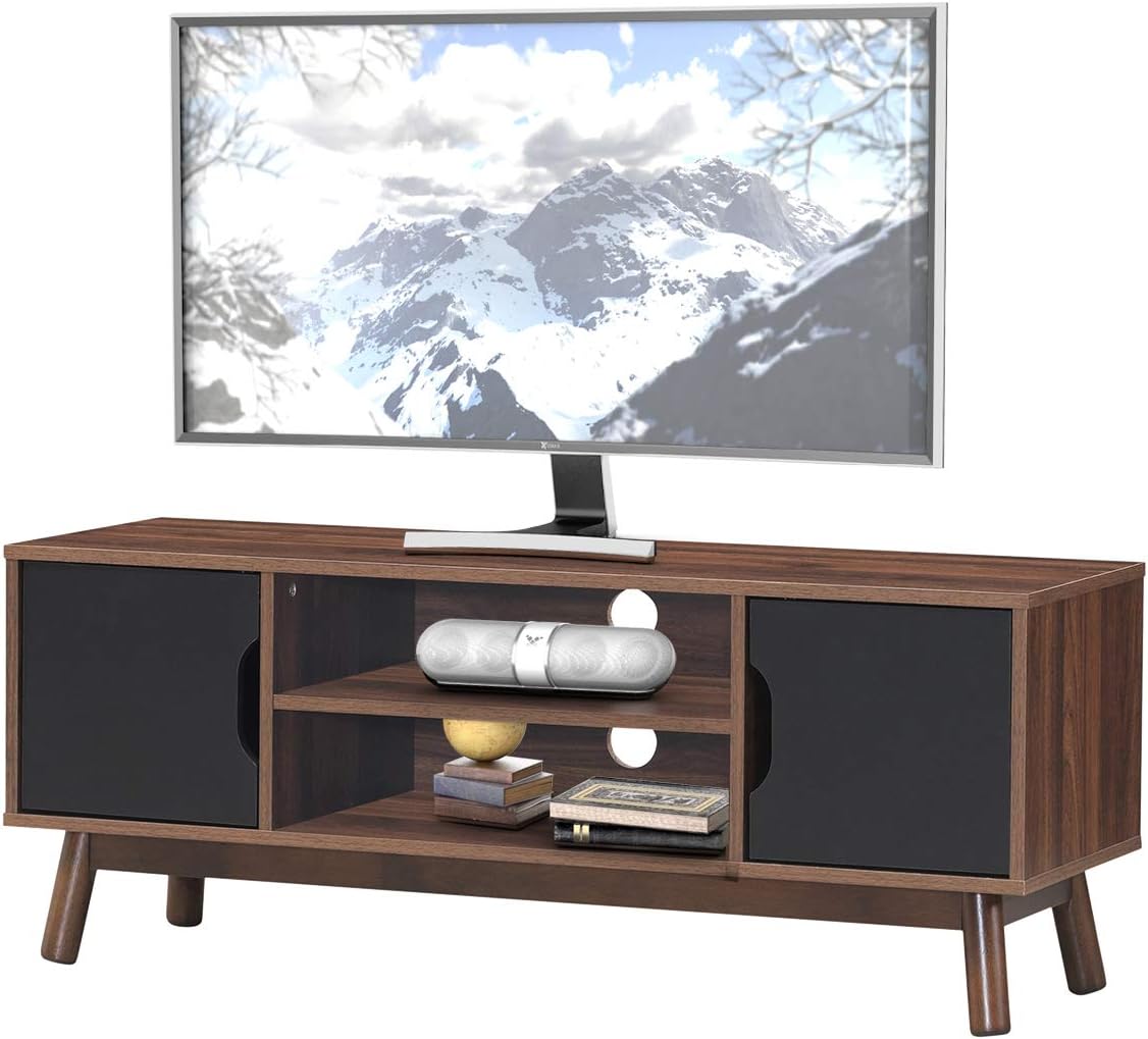 Black Wooden TV Stand with 2 Cabinets G5016
