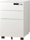 3 Drawer White Steel Mobile File Cabinet with Smart Lock Y165