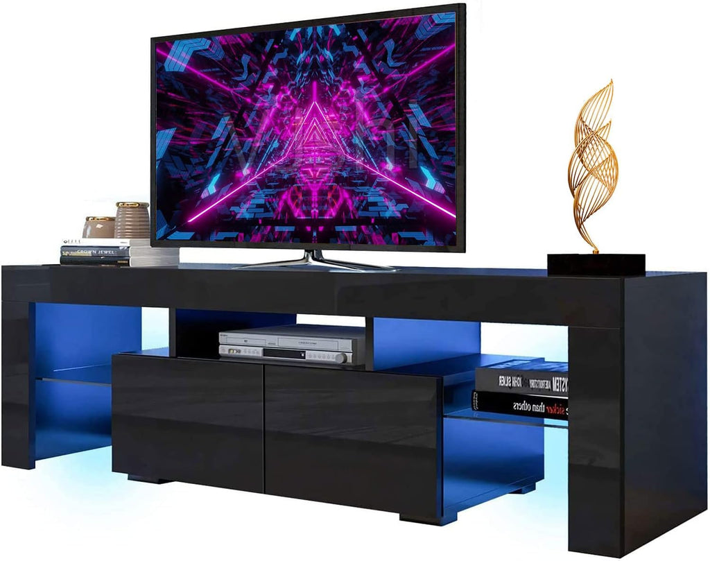 White LED TV Stand with Storage Drawer M37166