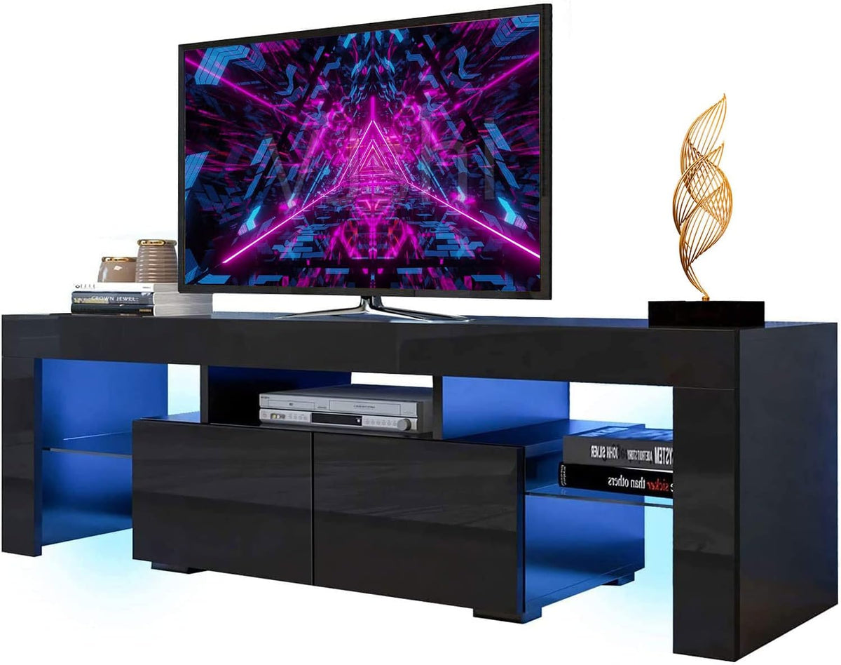 White LED TV Stand with Storage Drawer M37166