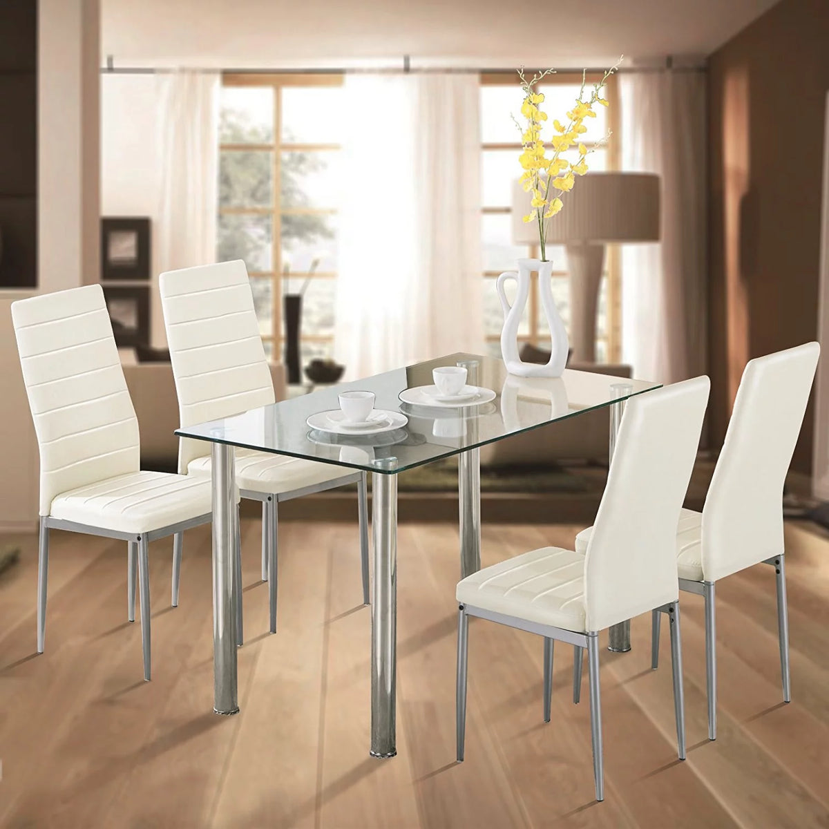 White 5 Piece Dining Table Set P380