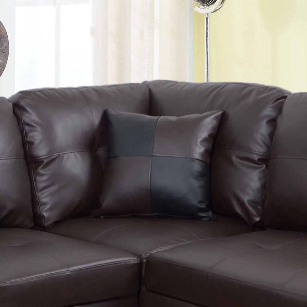 Brown Faux Leather 3 Pc Sectional Sofa Set B7866
