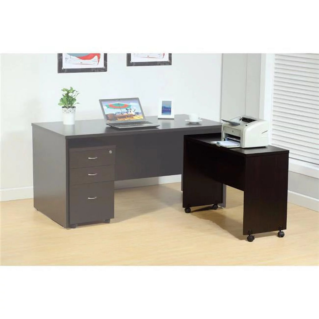 Dark Brown Finish Desk Return with Display Top N361882
