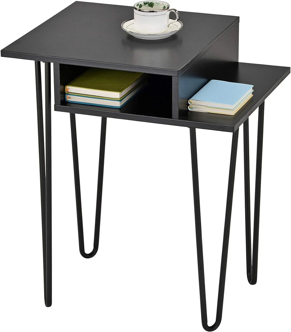 Black Metal Wood Side End Table Night Stand A925713