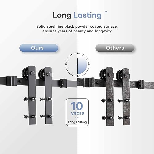 12 FT Double Sliding Barn Door Track and Handle Hardware Kit Z56775