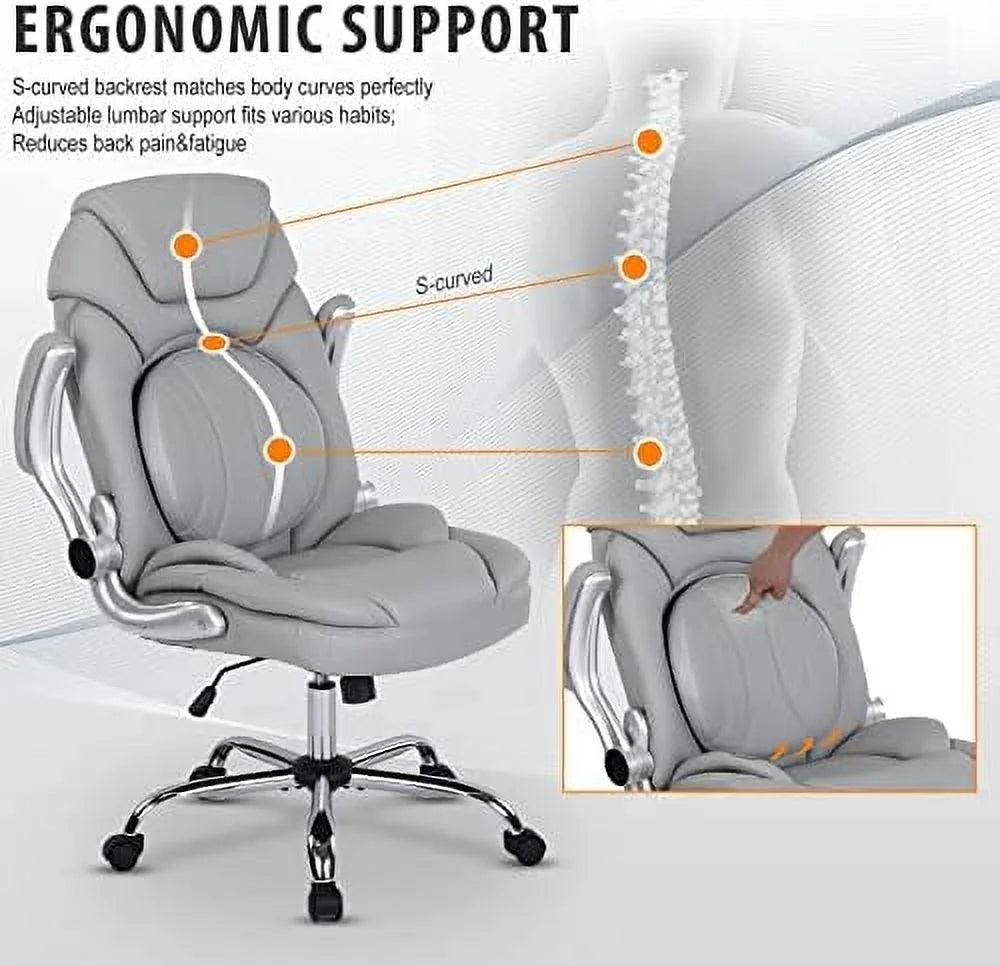 Executive Ergonomic PU Leather Office Chair with Lumbar Support A738