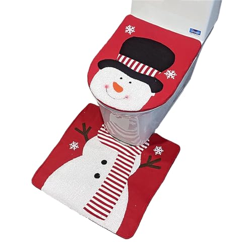 Christmas Snowman Toilet Seat Cover and Mat Bathroom Set W600