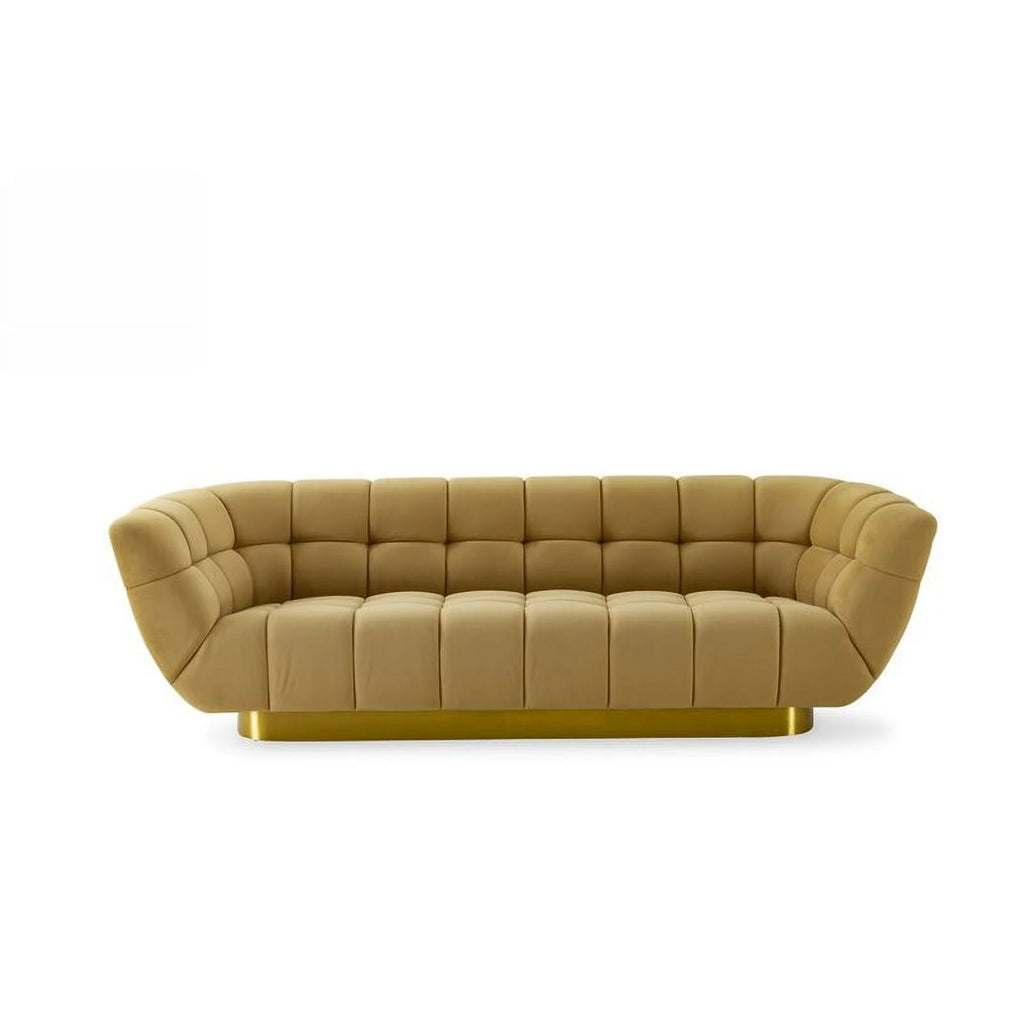 Mustard Yellow Gold Fabric Stainless Steel Sofa O235