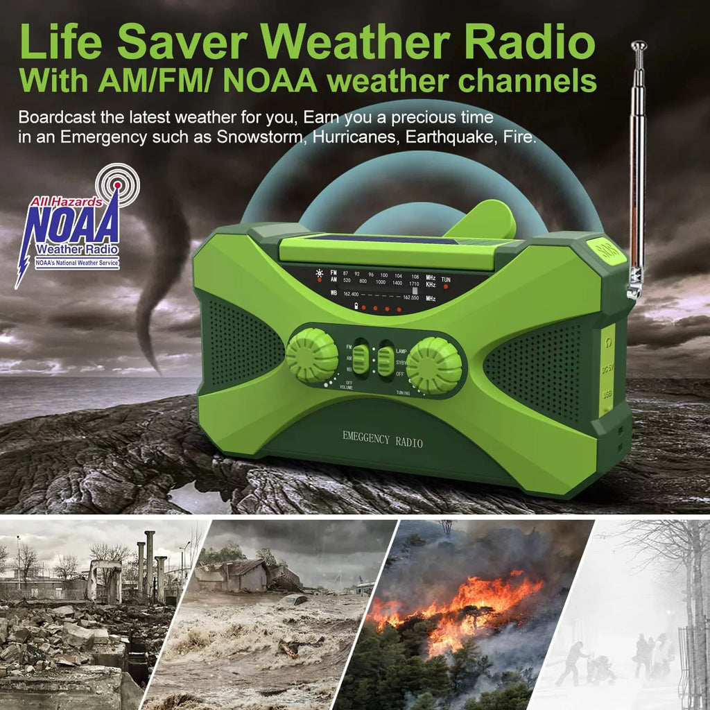 AM FM NOAA Hand Crank Solar Emergency Radio K42374