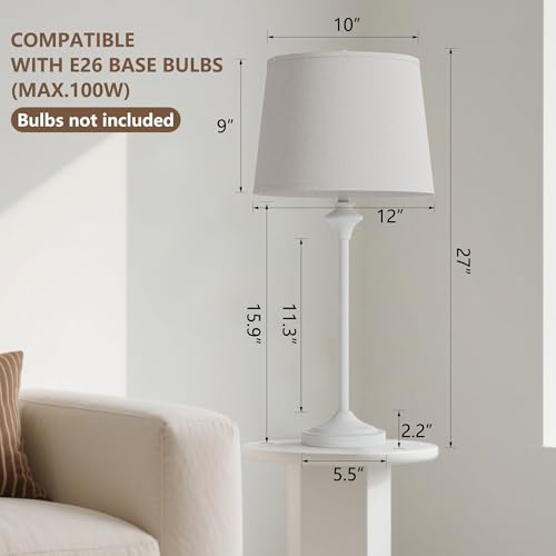 Black Table Lamps Set of 2 with Fabric Shade N6254