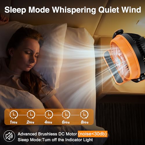 Camping Fan 40000mAh Rechargeable Hanging High Velocity Floor Fan Auto Oscillation Remote Control Timer Cordless Q794