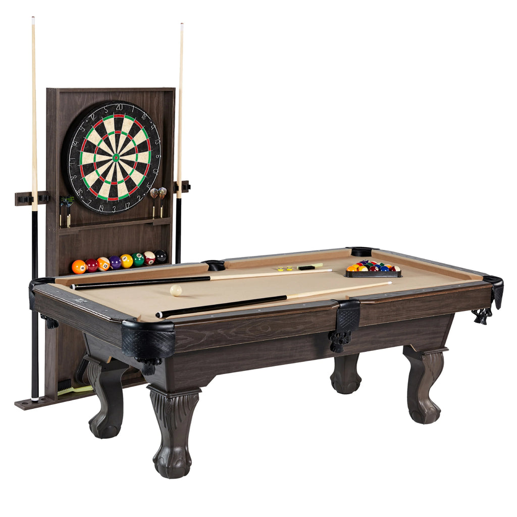 Burgundy Pool Table with Cue Rack and Dartboard Set T6739