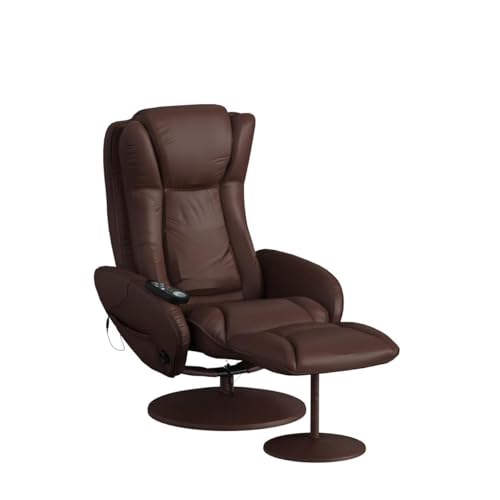Brown Faux Leather Electric Massage Recliner with Stool O54037