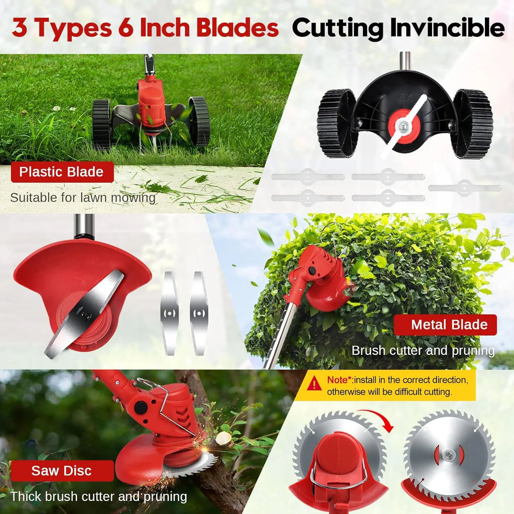 Cordless Electric Weed Trimmer Edger Mower 3-in-1 Cutting Tool Y86045