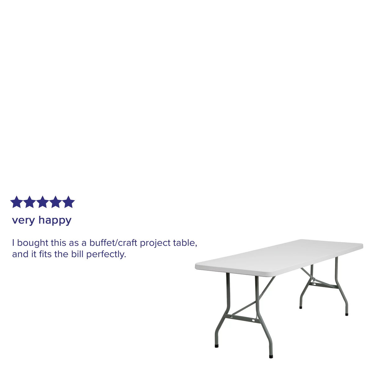 6-Foot Granite White Plastic Folding Table S481866