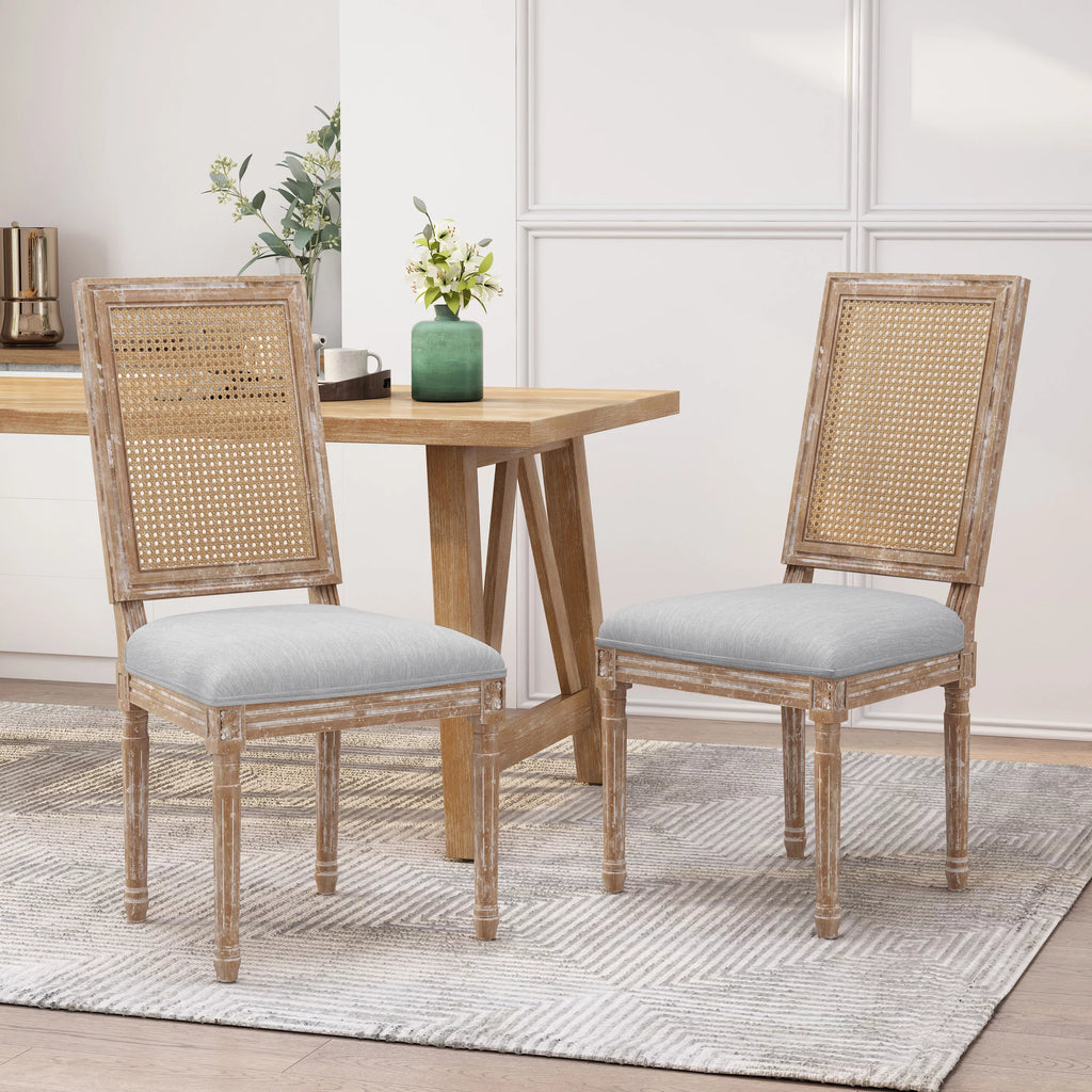 Light Gray Natural Wood Dining Chair Set of 2 Q740237