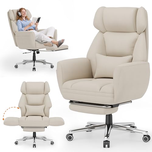 Ergonomic Chair with Footrest, Reversible Armrests, Brown T3584