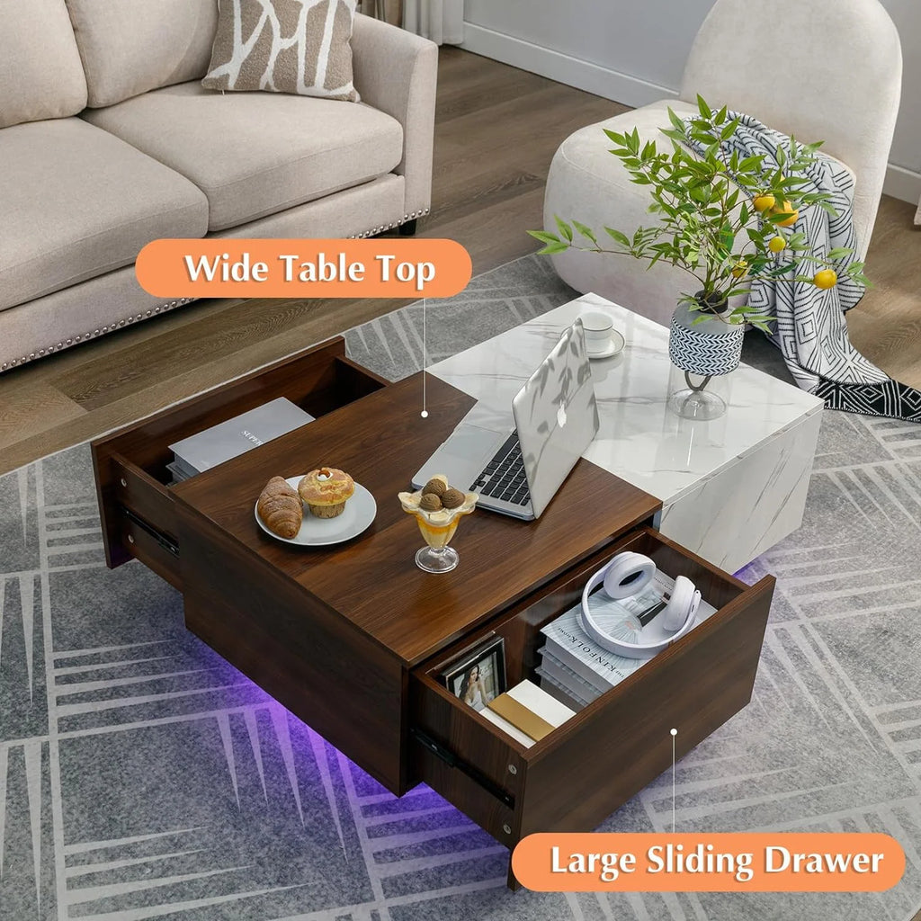 43" LED Coffee Table with 2 Storage Drawers W3874