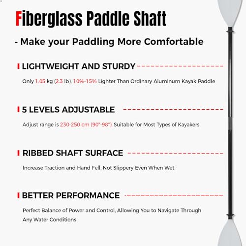 Adjustable Fiberglass Shaft Nylon Blade Kayak Paddle N436143