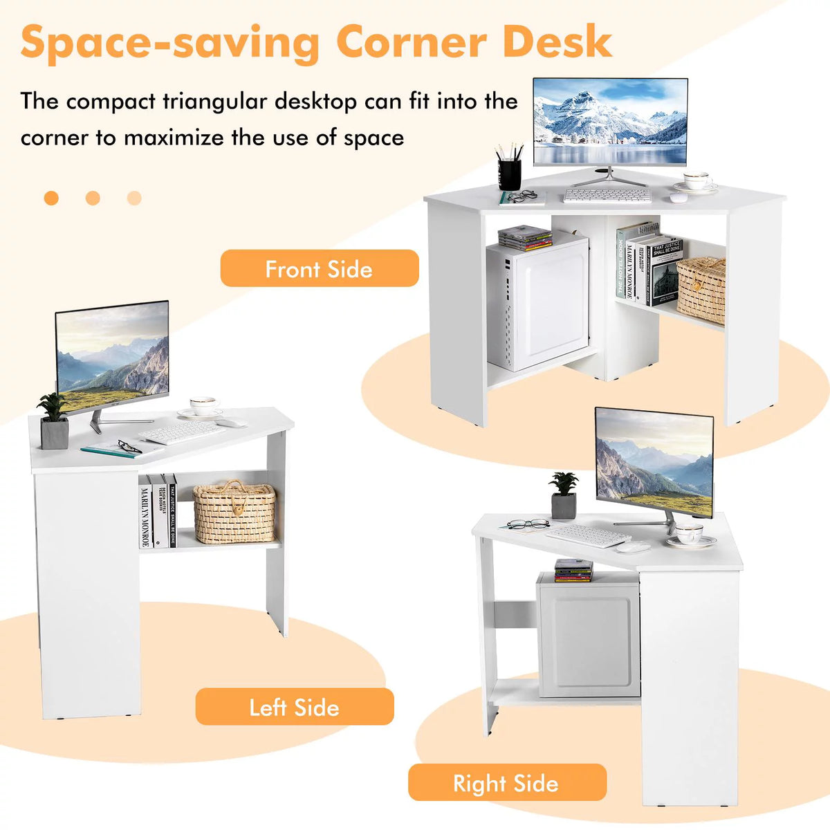 White Corner Computer Desk G273