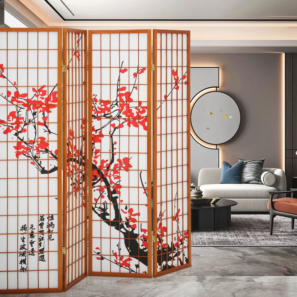 5.8 ft Tall 4 Panel Wood Room Divider K611