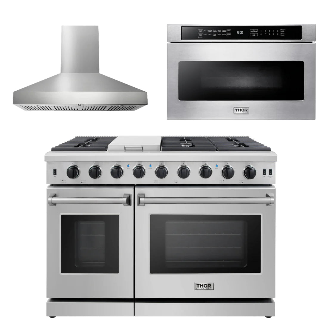 48 Propane Gas Range, Range Hood, Microwave P393771