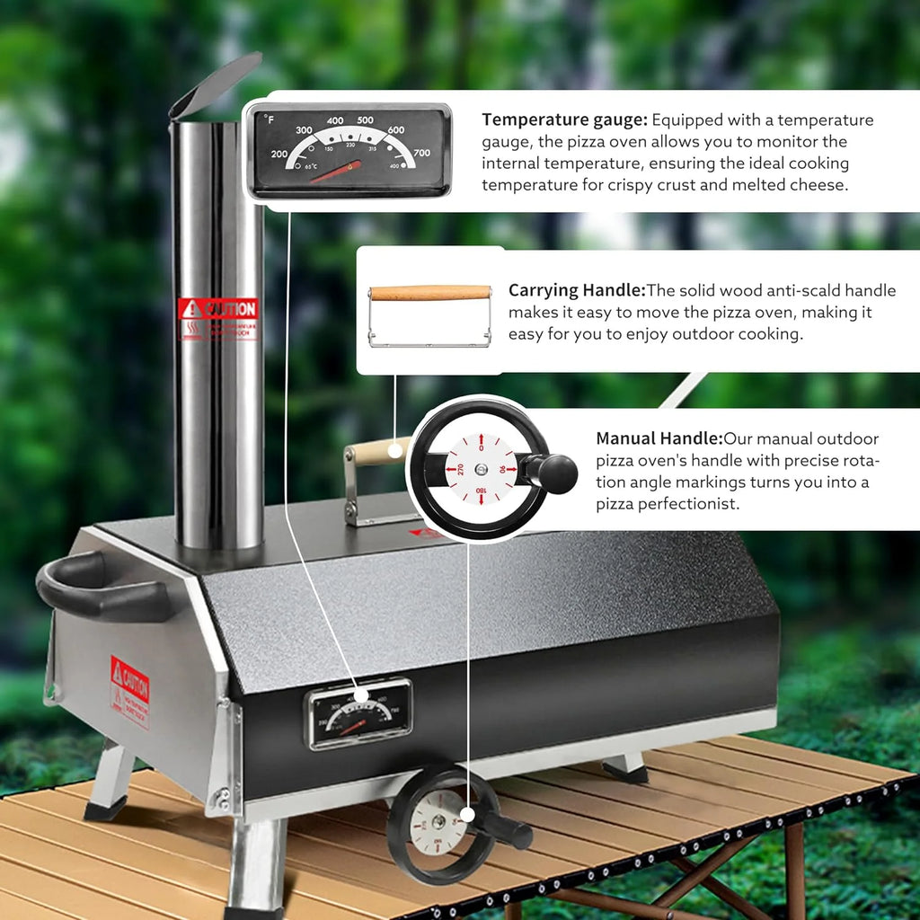 12" Portable Wood Fired Pizza Oven with Carry Bag O99583