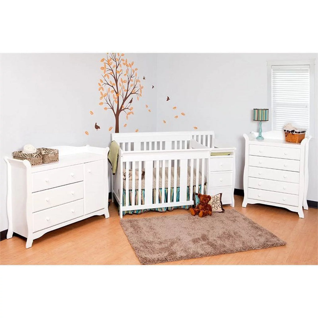 4-in-1 Convertible Crib and Changing Table Set in White Y8286