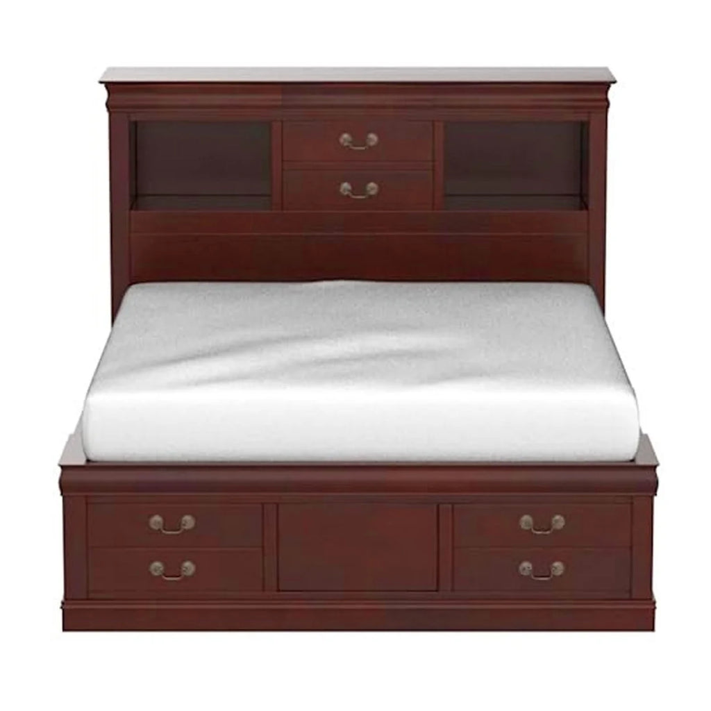 Queen Bed with Storage in Cherry A364