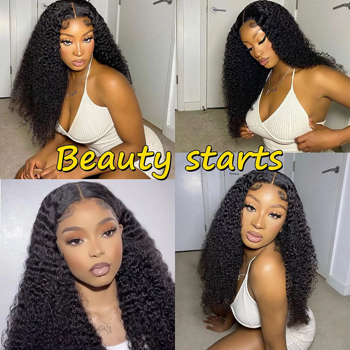 Kinky Curly Human Hair Wig 20Inch L1732
